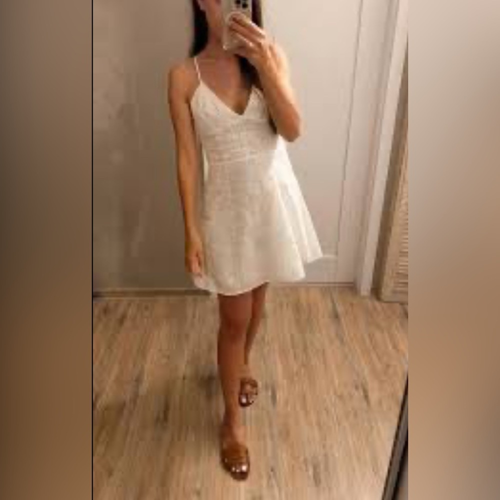 Zara Strappy Mini Dress with Eyelet Embroidery Size XS - Picture 2 of 8